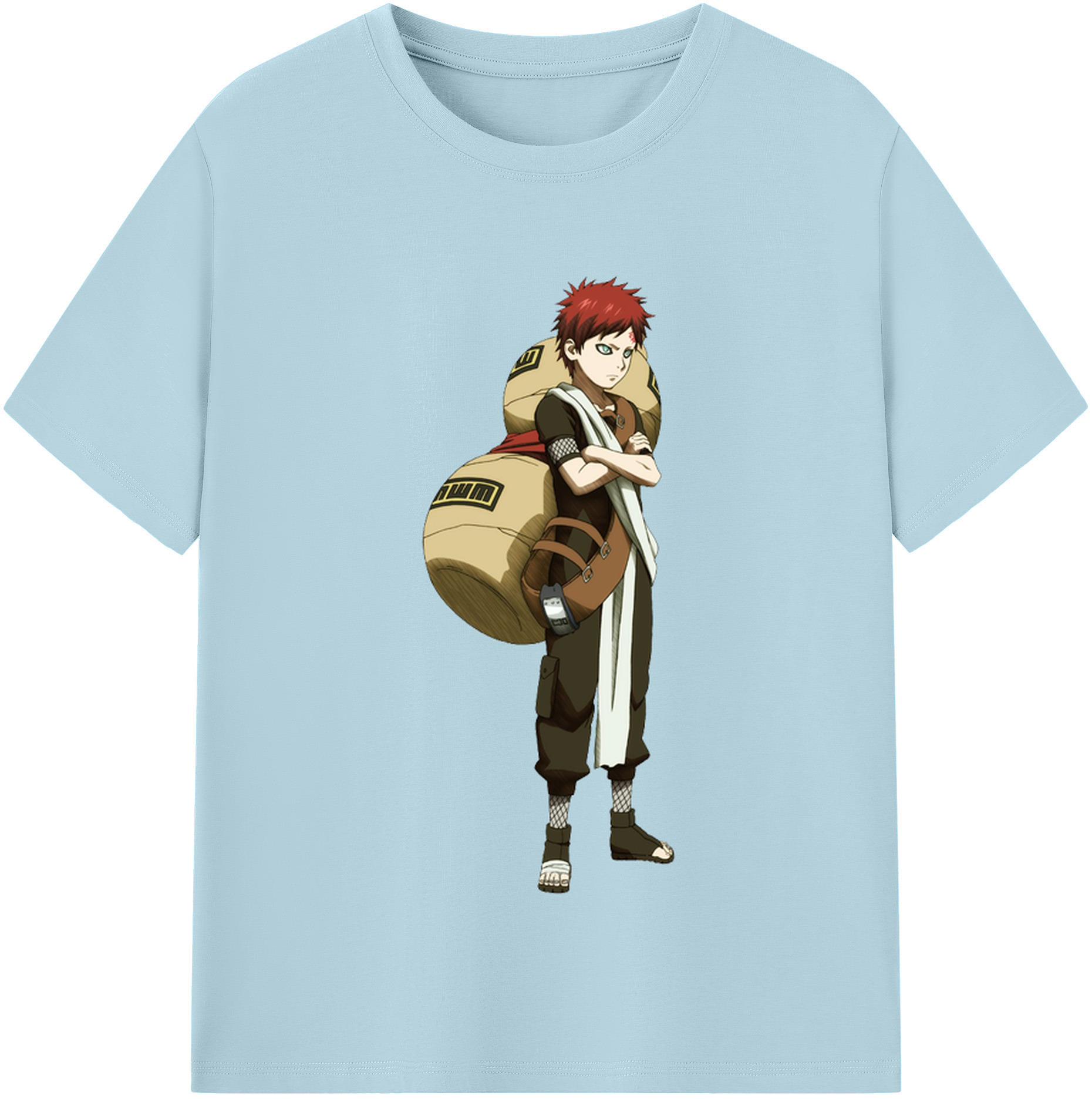 （画像用） NARUTO -ナルト- ガアラ Gaara 綿100％半袖Tシャツ（フロントプリント）